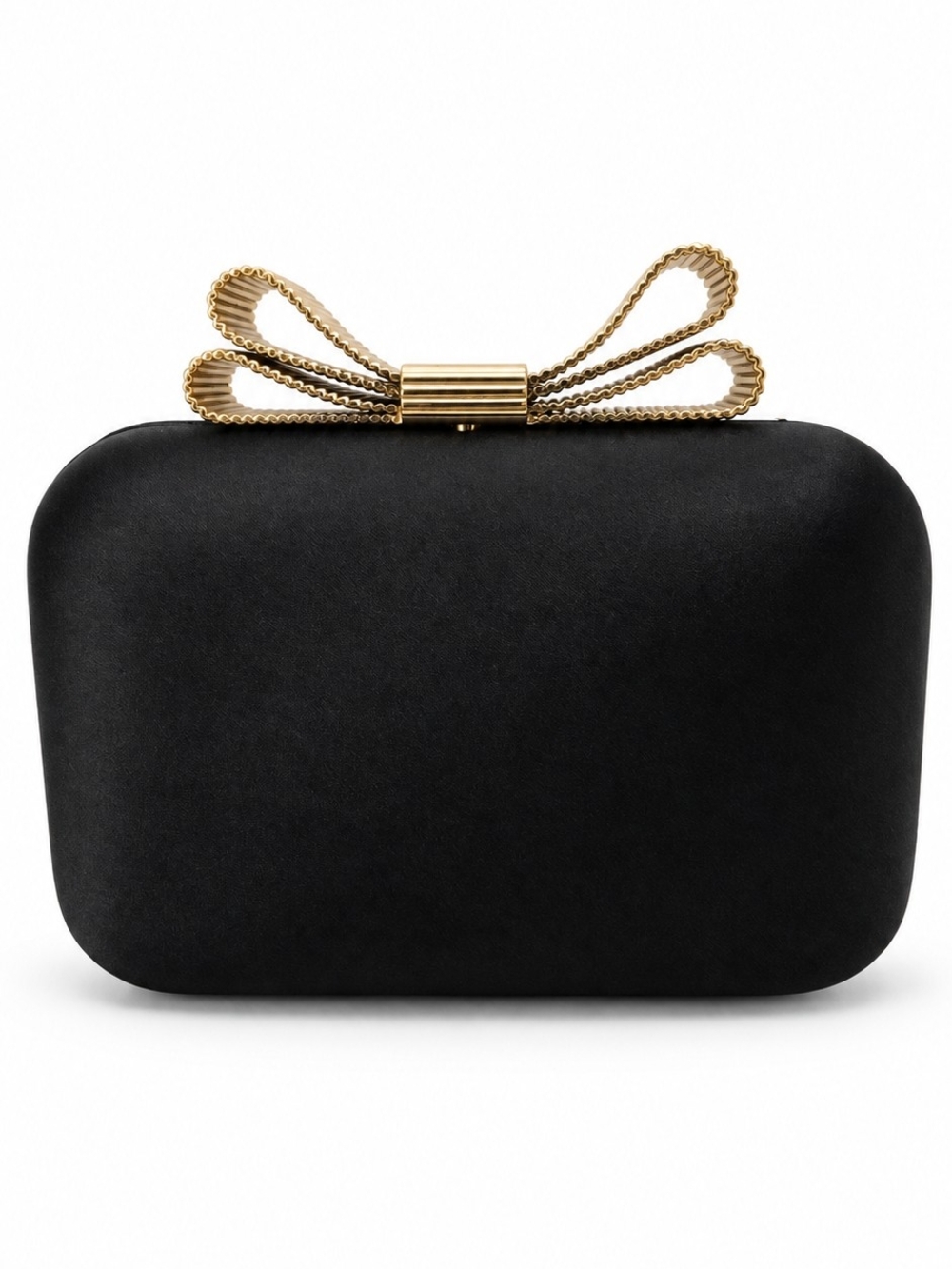 Vintage Talbots Black Hard Case Poteswa Purse W/Gold Bow 🔥